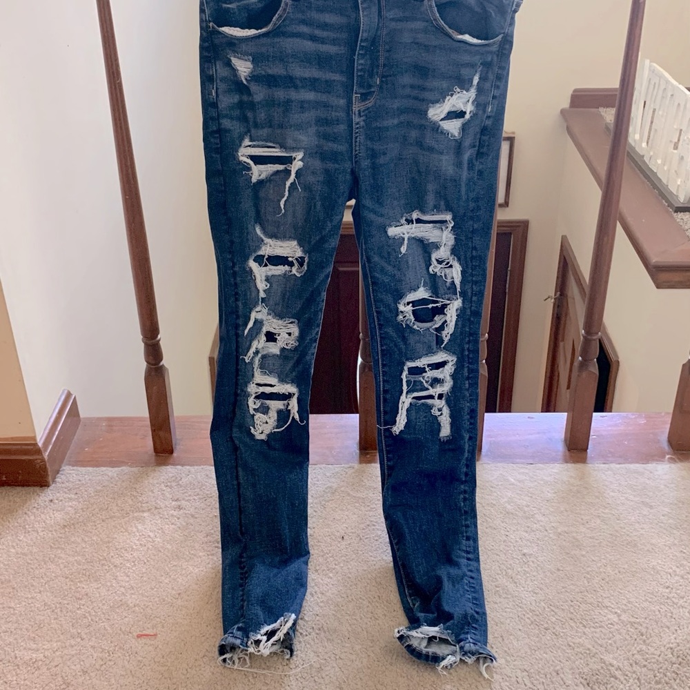 American Eagle covered ripped jeans